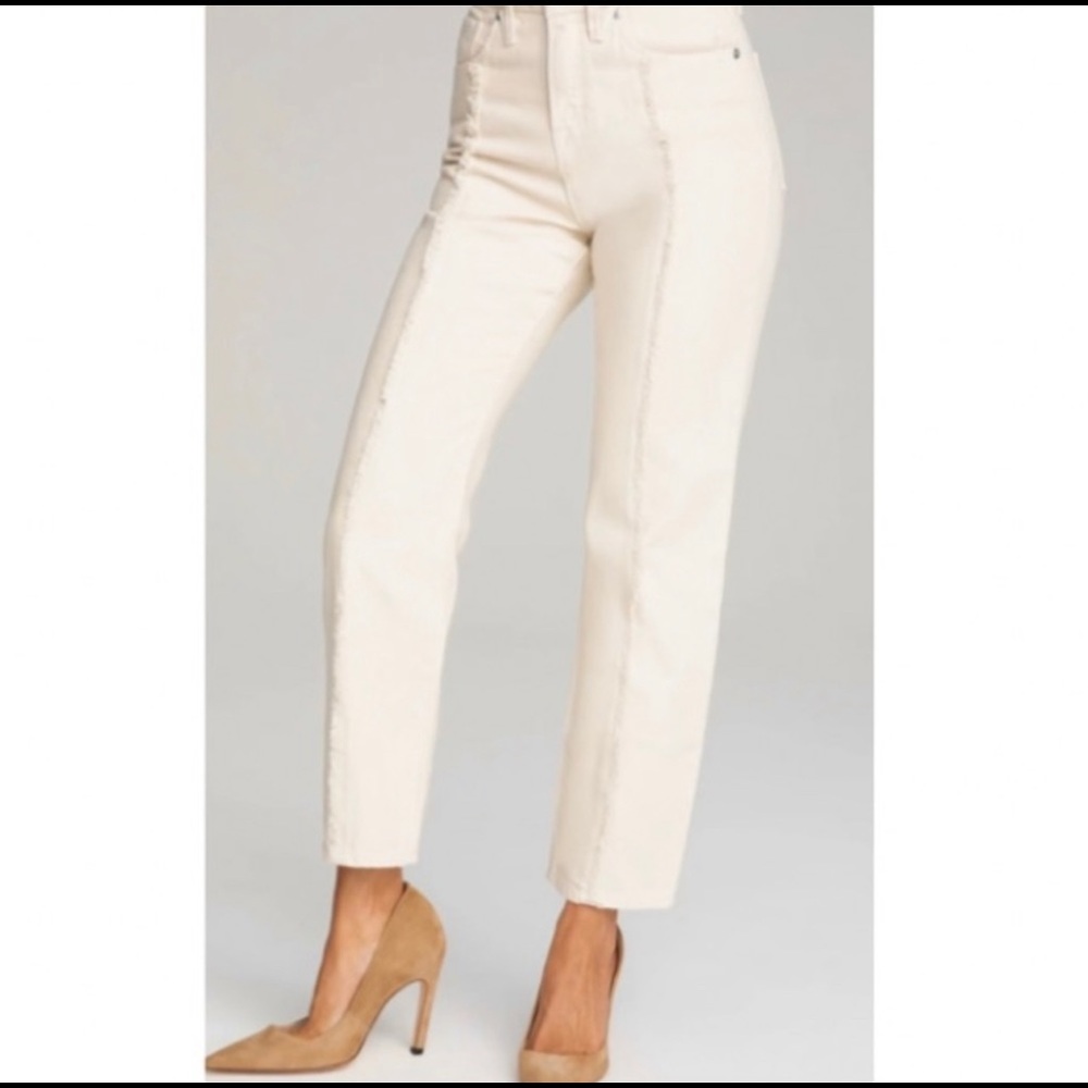 NWT Good American Vintage Raw Seam jean in Bone. Size 16 tag, fits like 18/2x+.